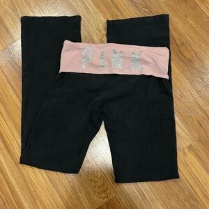 2000s y2k PINK victoria’s secret foldover flare leggings